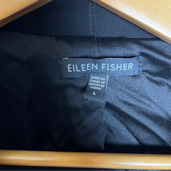 Eileen Fisher Open Front Blazer Silk Lined Black Womens L Quiet Luxury Preppy - Picture 5 of 16